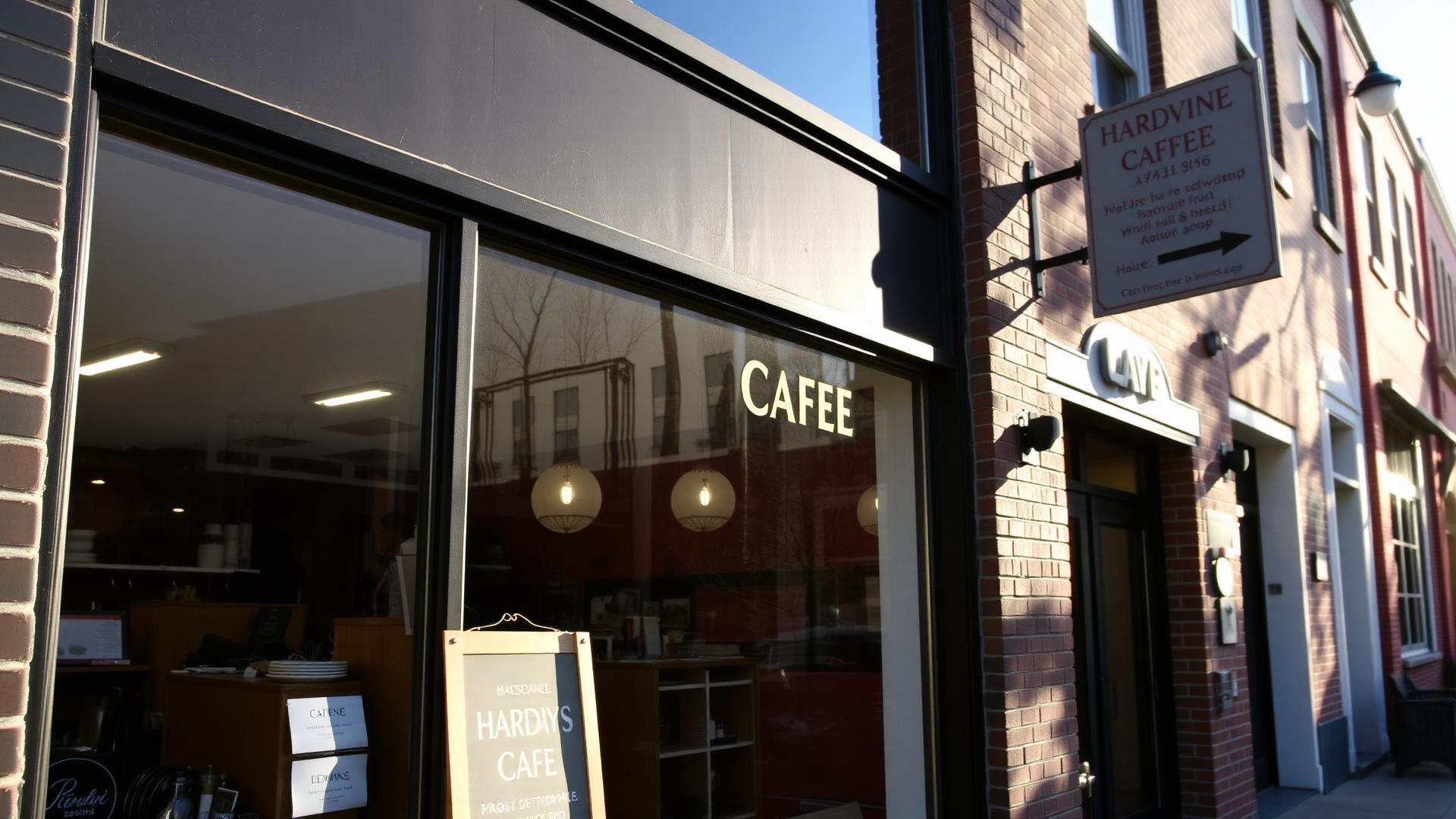 Small business storefronts along a downtown block in morning light